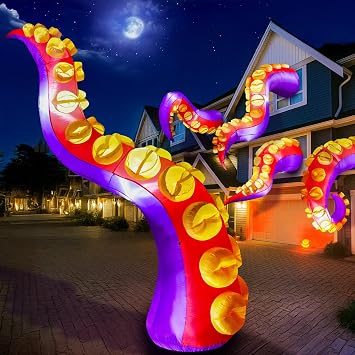 Max Fun 1pc Halloween Inflatables Decoration Inflatable Octopus Tentacles Outdoors Decorations with LED Lights Built-in Blow Up Yard Decoration for Outdoor Garden Lawn Tentacles - D