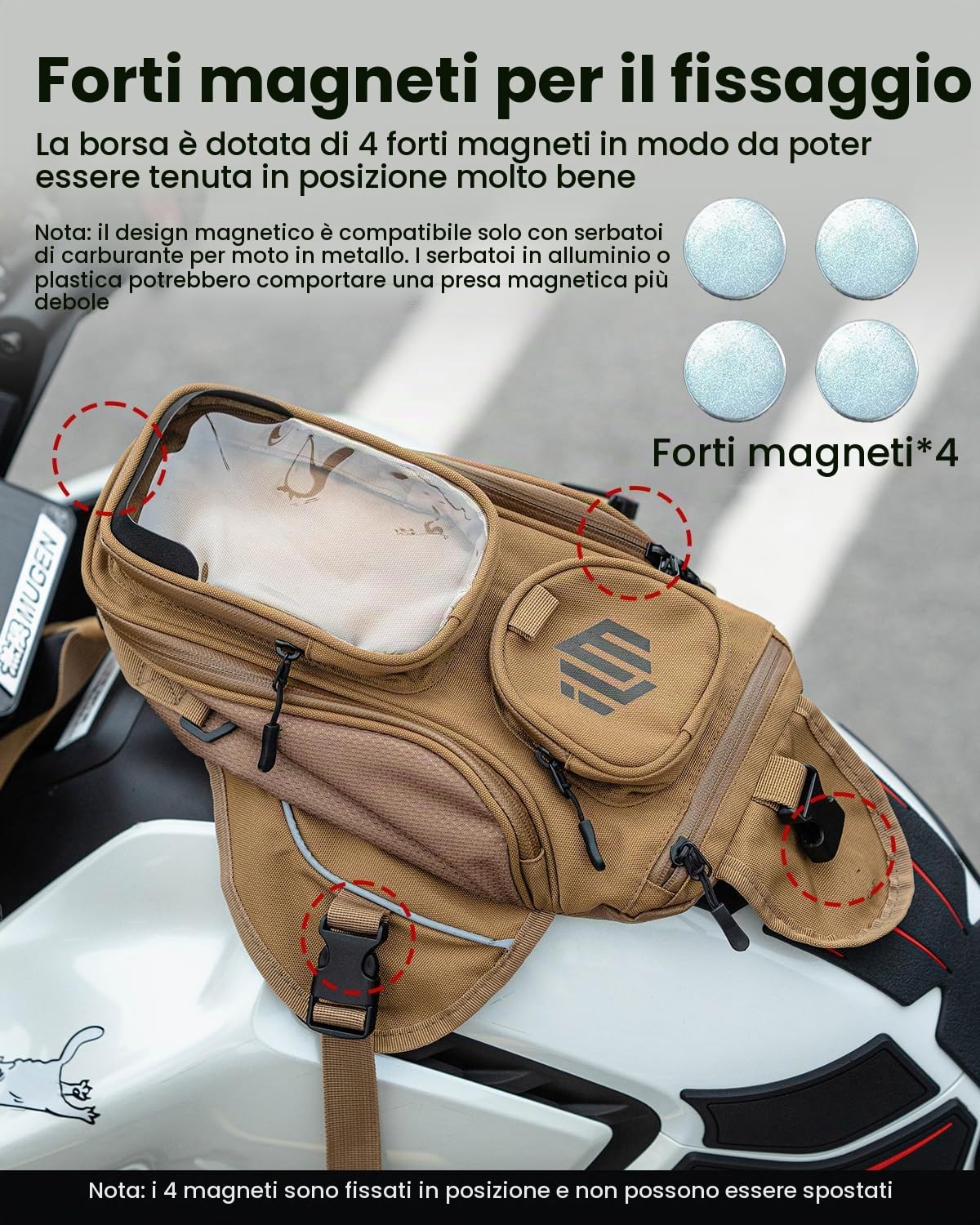 ILM Motociclo Borse Serbatoio-Oxford Saddle Marrone Borsa Per Motocicletta con Borsa Magnetica Forte