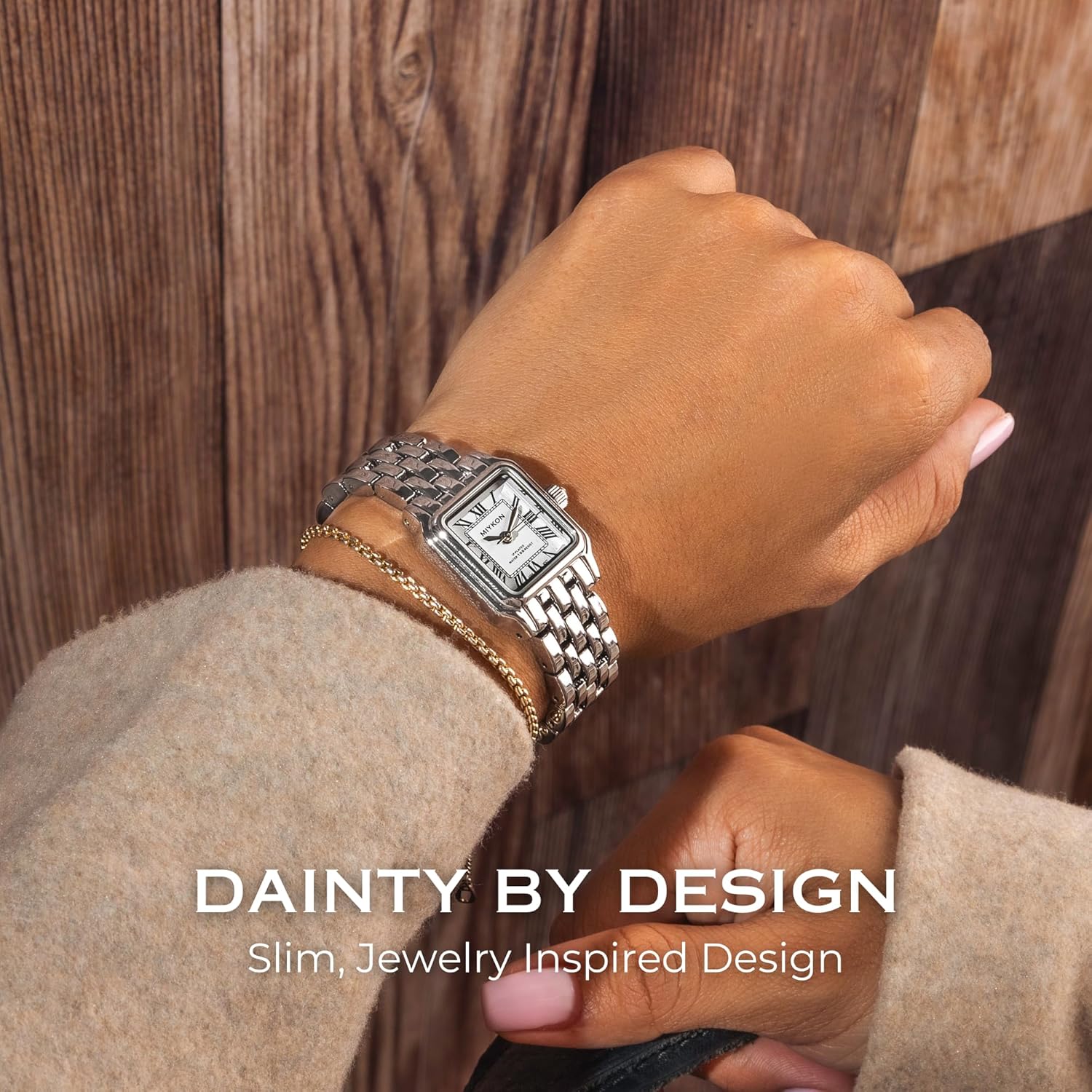 Miykon Dainty Watches for Women, Vintage Small Face Square Womens Watch, Classic Luxury Style Bracelet Watch for Petite Thin Wrists, Cute & Unique Japanese Quartz, Waterproof to 100ft - Image 3