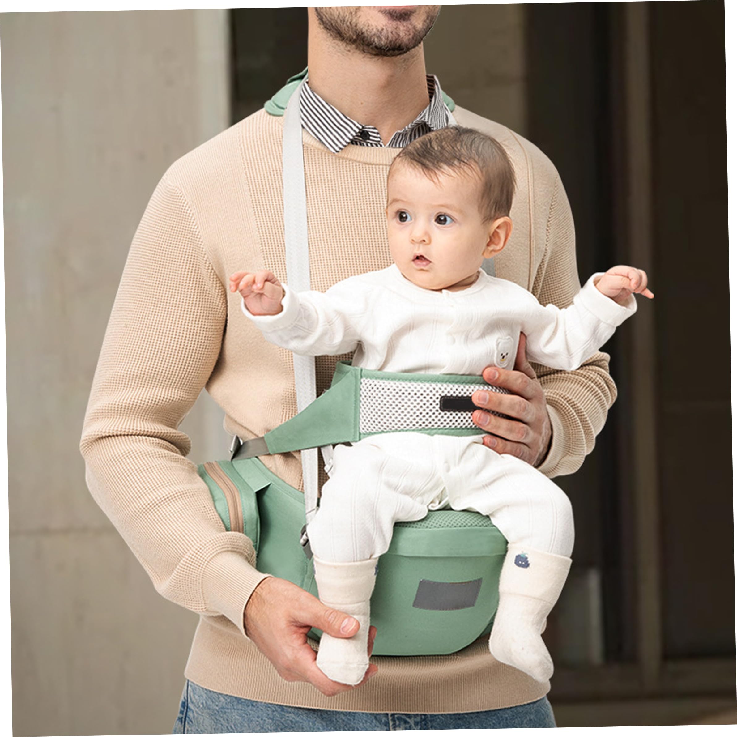 Porte-bébé ergonomique avec poches de rangement, siège respirant pour tout-petit, vert menthe