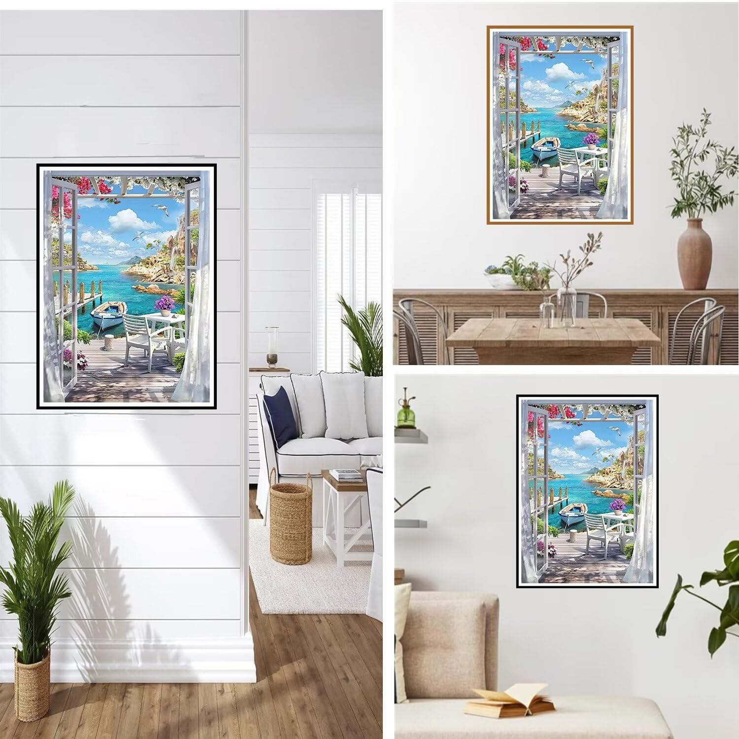 5D bord de mer Diamond Painting, DIY paysage Peinture Diamant Painting Kit, Diamond Painting Adulte Grand Format Bricolage Strass Broderie Diamant Art, pour Decoration Murale Maison 80x111cm WO-1454