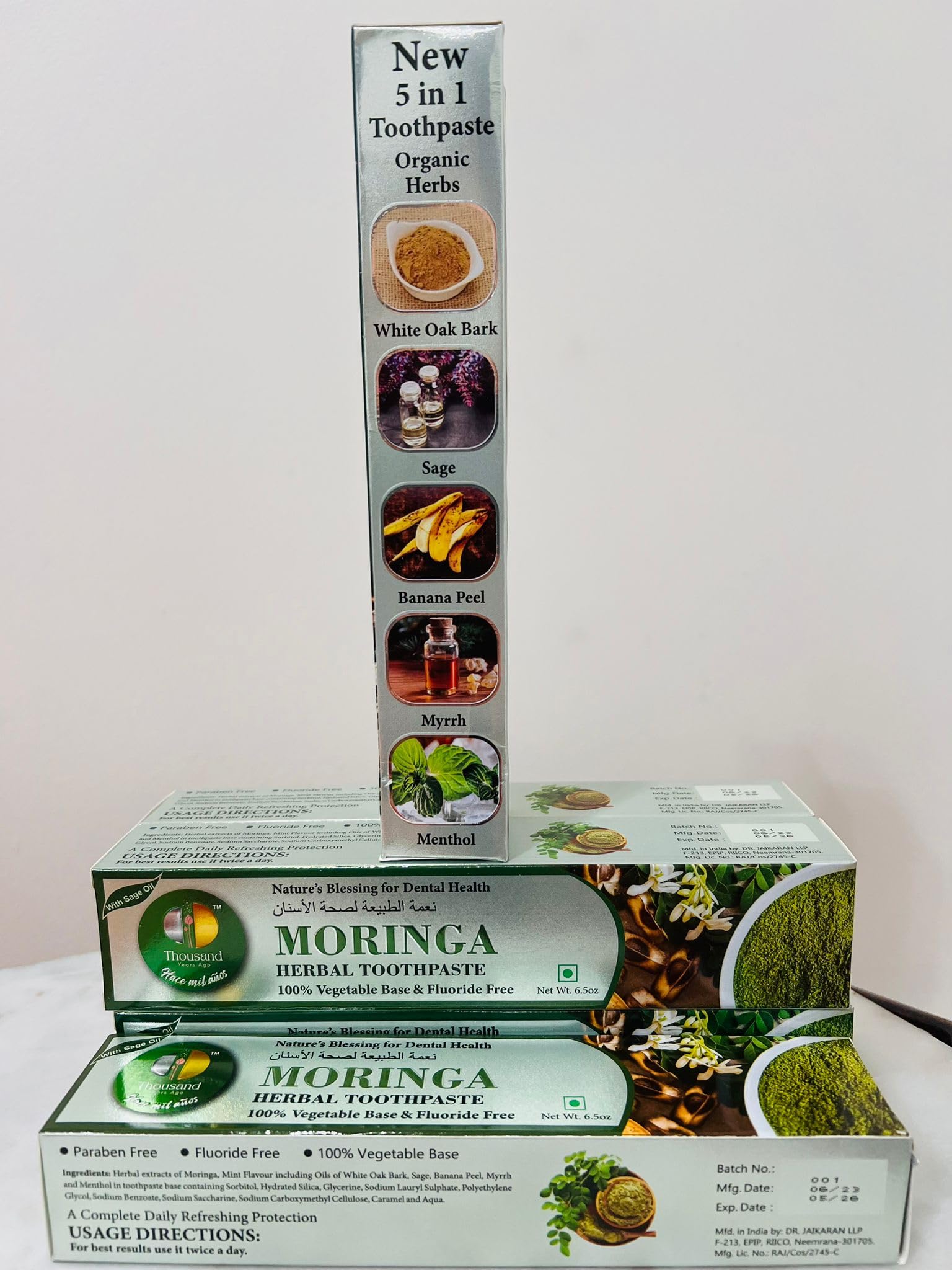 Moringa Nature's Blessing Fluoride Free Toothpaste New 5 in 1 Formula 6 Pack