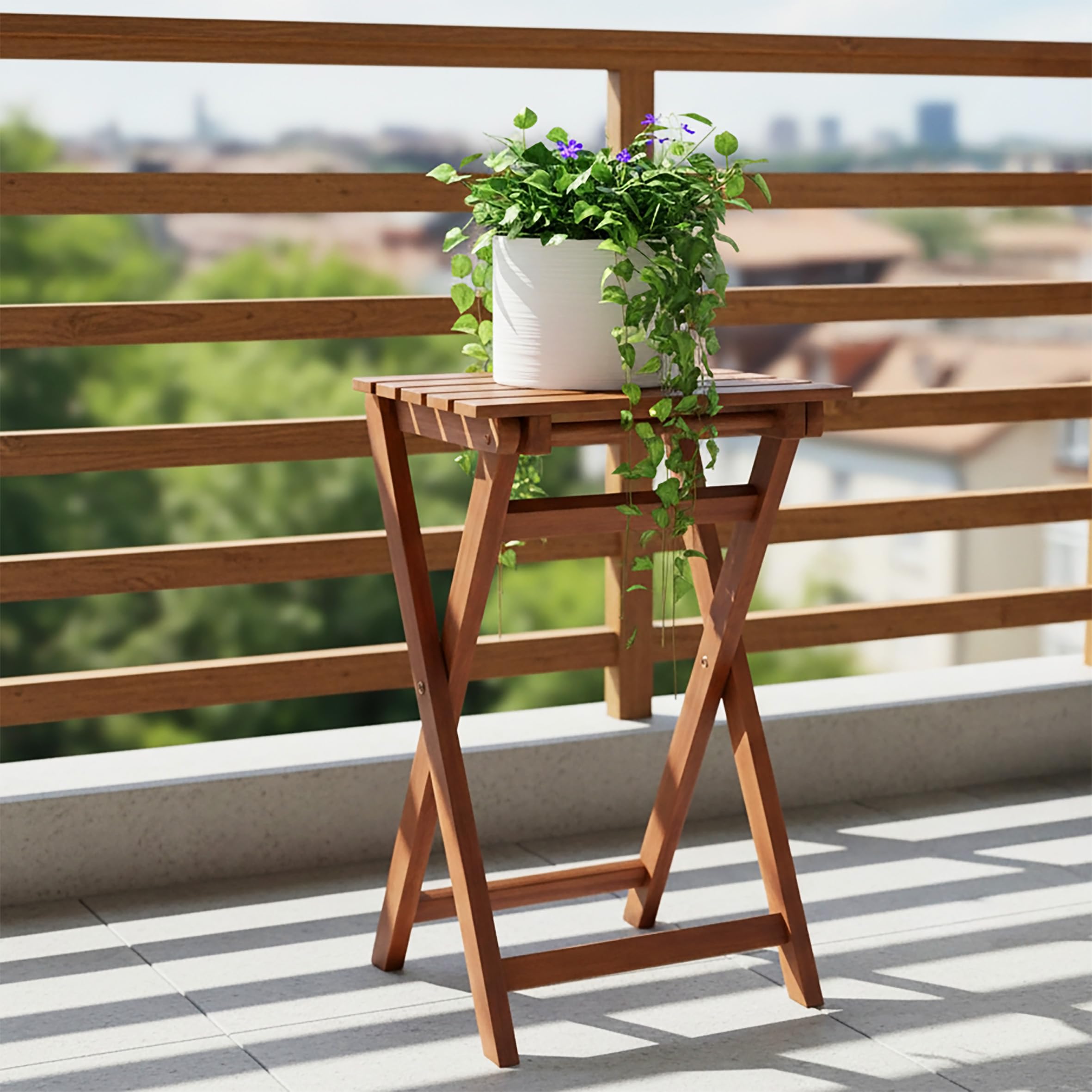 Spetebo Taburete plegable de madera de eucalipto, 62 cm