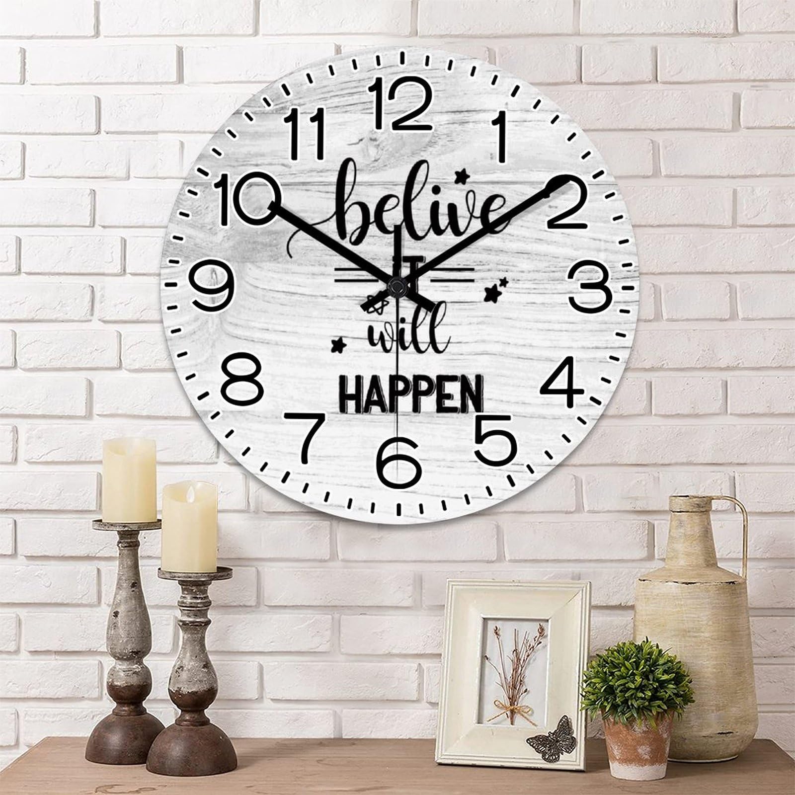 Horloge murale ronde en bois de qualité supérieure sans tic-tac
