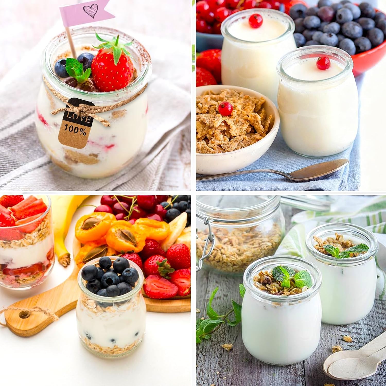 200ml Dessertgläser,Durchsichtige Joghurtgläser with Lid (30 Stück) - Joghurtgläser mit Deckel,Joghurt-Gläser, Weckgläser Glas Einweckgläser Tulpenglas für Marmeladen, Gelees, Honig, Desserts