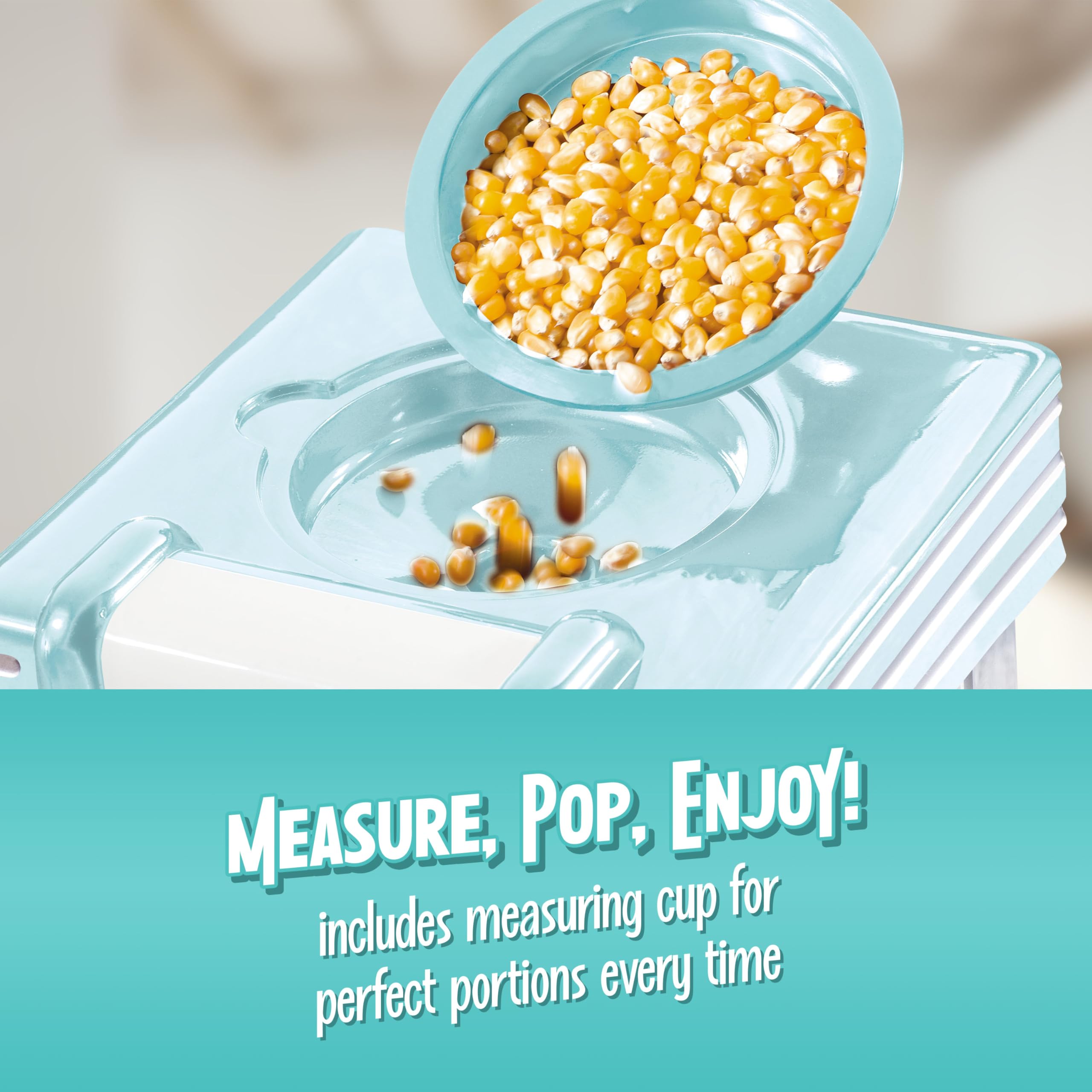Nostalgia Macchina per popcorn ad aria calda retrò, 12 tazze senza olio, piano di lavoro con tazza di misurazione, snack sani e serata cinema, acqua