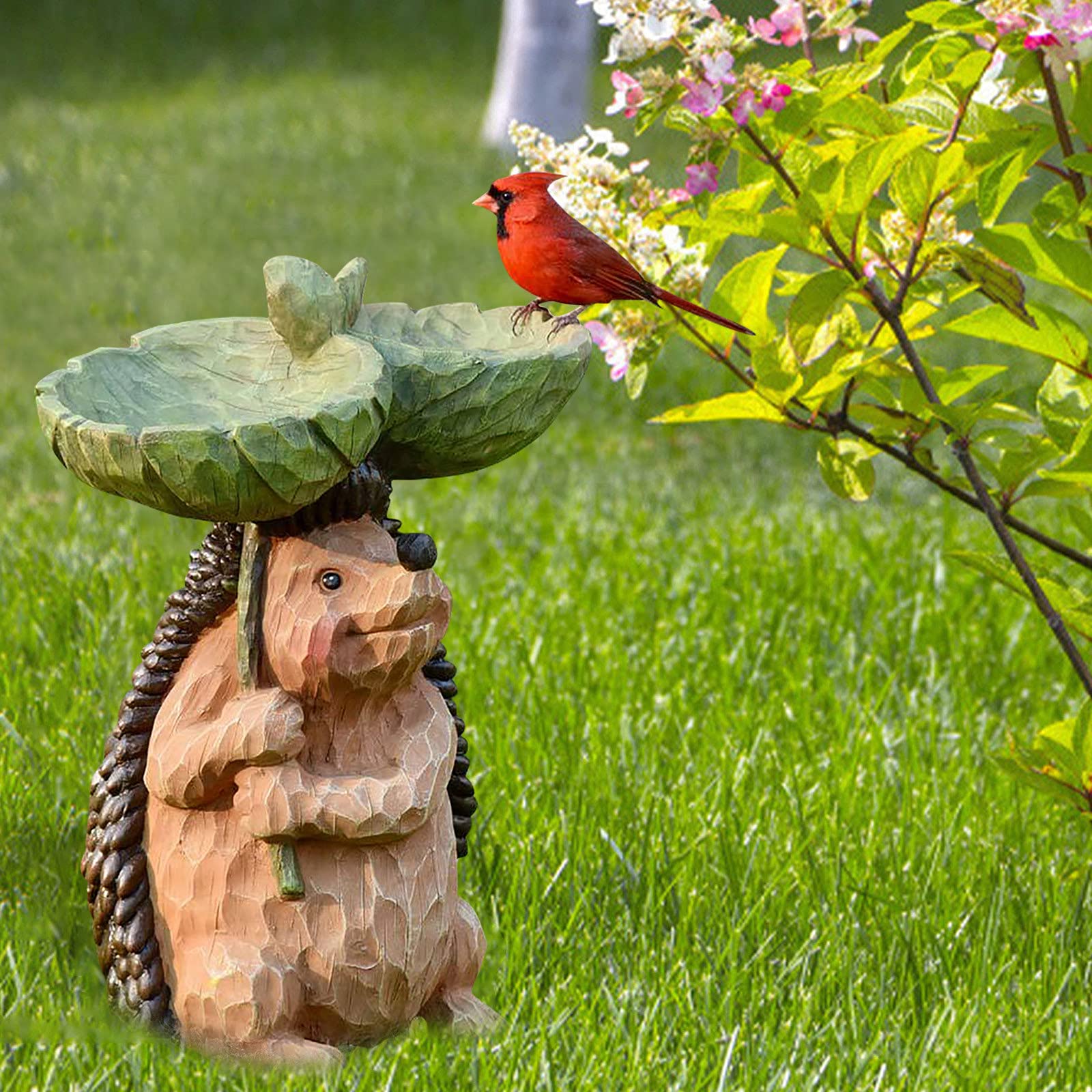 JINTAO Birdbath figurka zwierzęcia, poidło dla ptaków, do ogrodu, dekoracyjne poidło z żywicy poliestrowej, dozownik karmy dla ptaków, do ogrodu (C)