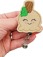 Vista 2 de Glitter Caramel Apple Badge Reel, Retractable Fall Fruit ID Holder, Autumn Dessert Name Tag Clip