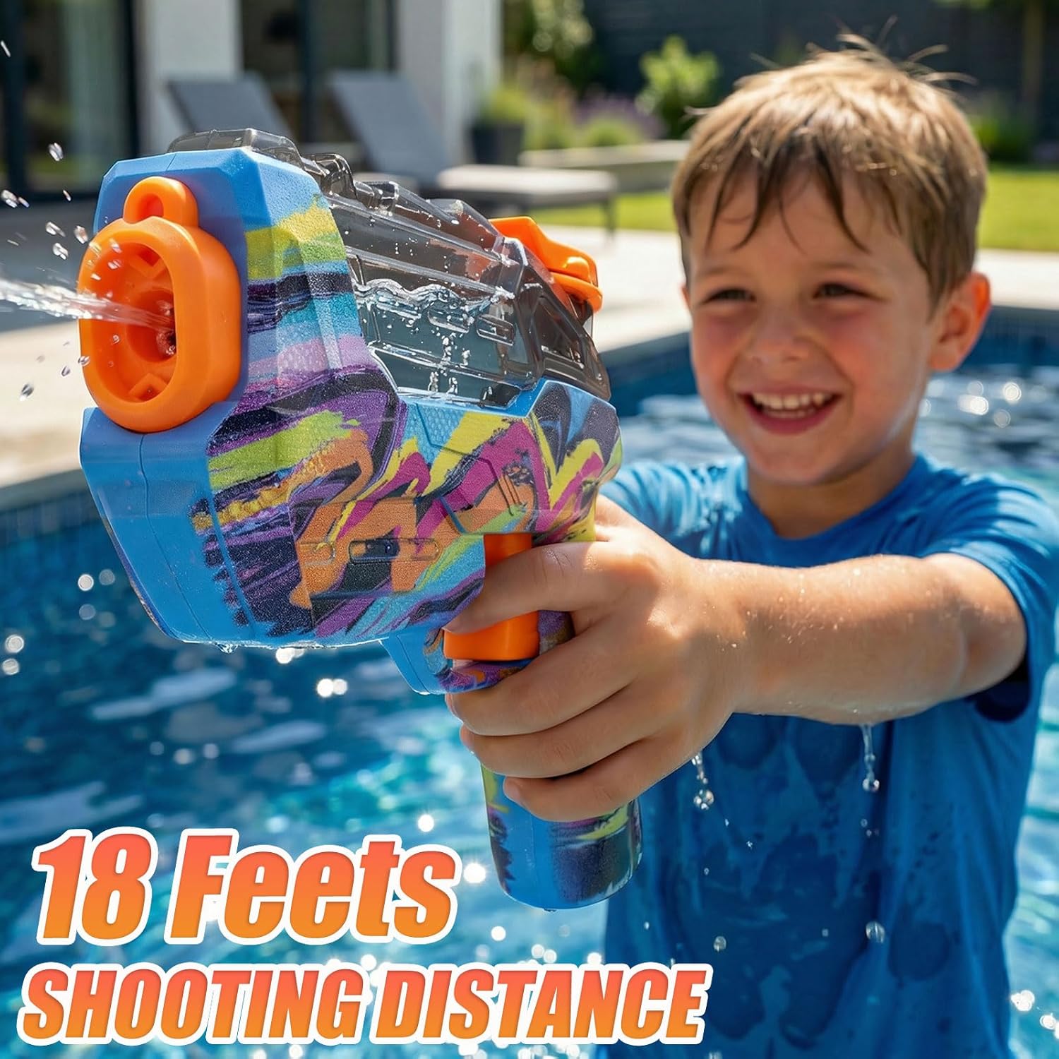 4 Pack Water Gun for Kids Adults, Watercolor Squirt Gun with Trigger, Long Range Water Pistol, Super Water Blaster Soaker Toys for Outdoor Play, Pool, Beach, Yard, Summer Party
