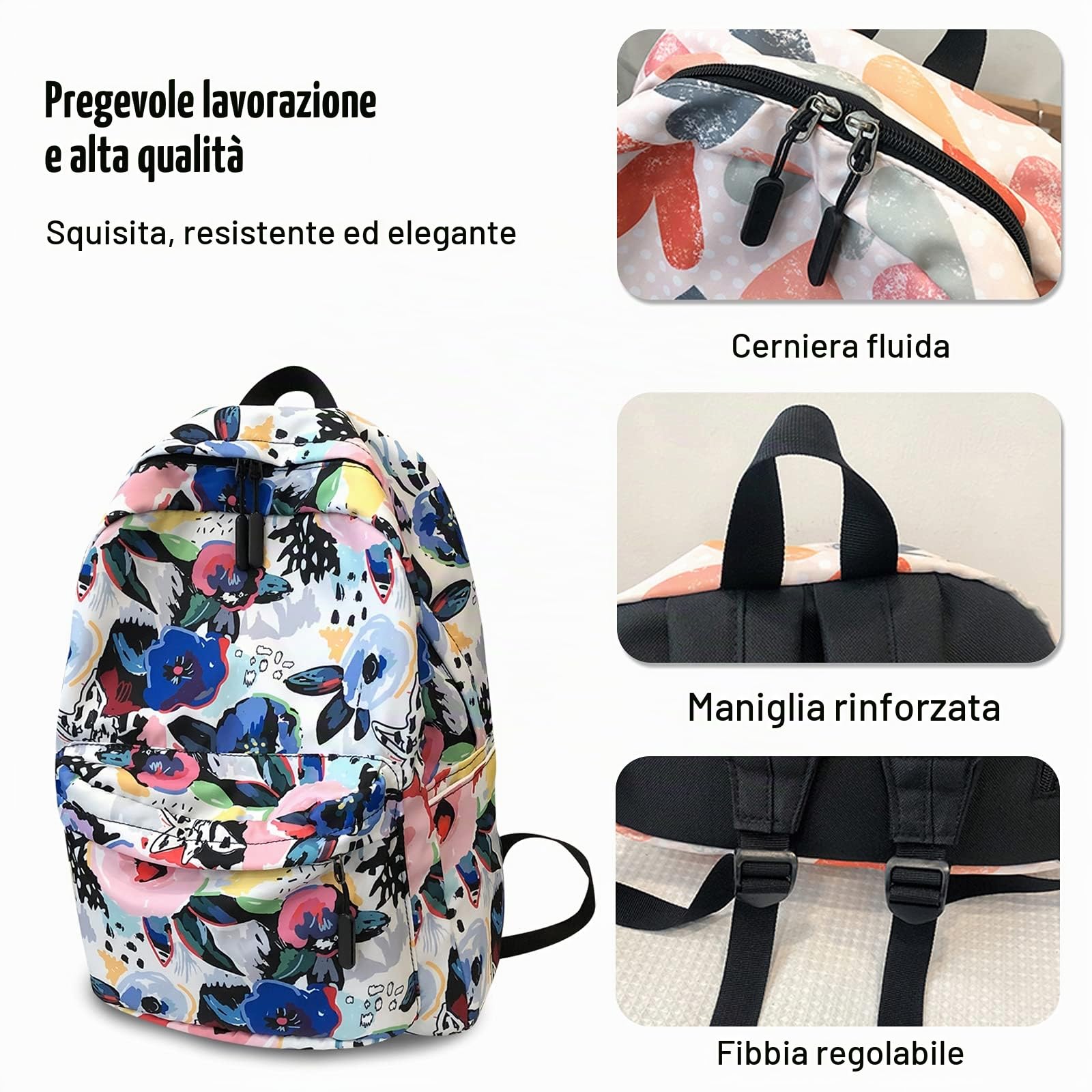 FANDARE Zaini Casual Zaino Scuola Ragazza Ragazzi Zainetto Cartelle Zaino Scuola Borse a Zaino Laptop Zainetti per Donna Uomo All'aperto Viaggio Università Shopping Daypacks Impermeabile Poliestere