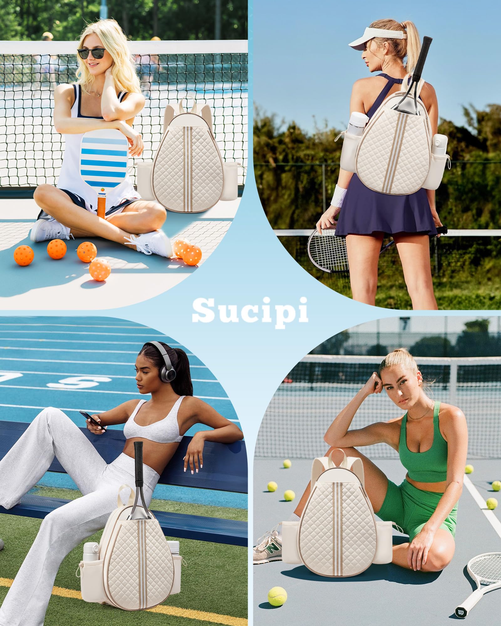 Sucipi Sac à dos de tennis, pour homme et femme, pour 2 raquettes de tennis, imperméable, sac à dos de sport, sac à dos de badminton pour pickleball, tennis et badminton