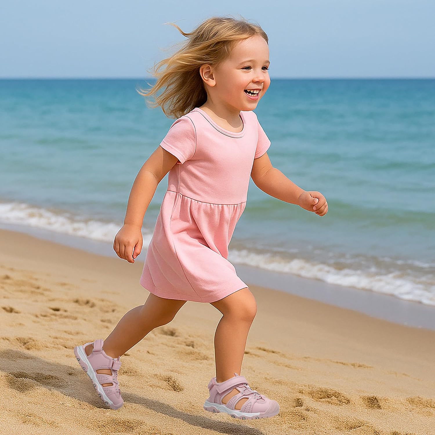 Ahannie Toddler Sandals Boys Girls Sandals – Kids Closed Toe Water Sport Outdoor Summer Beach Shoes with Hook Loop