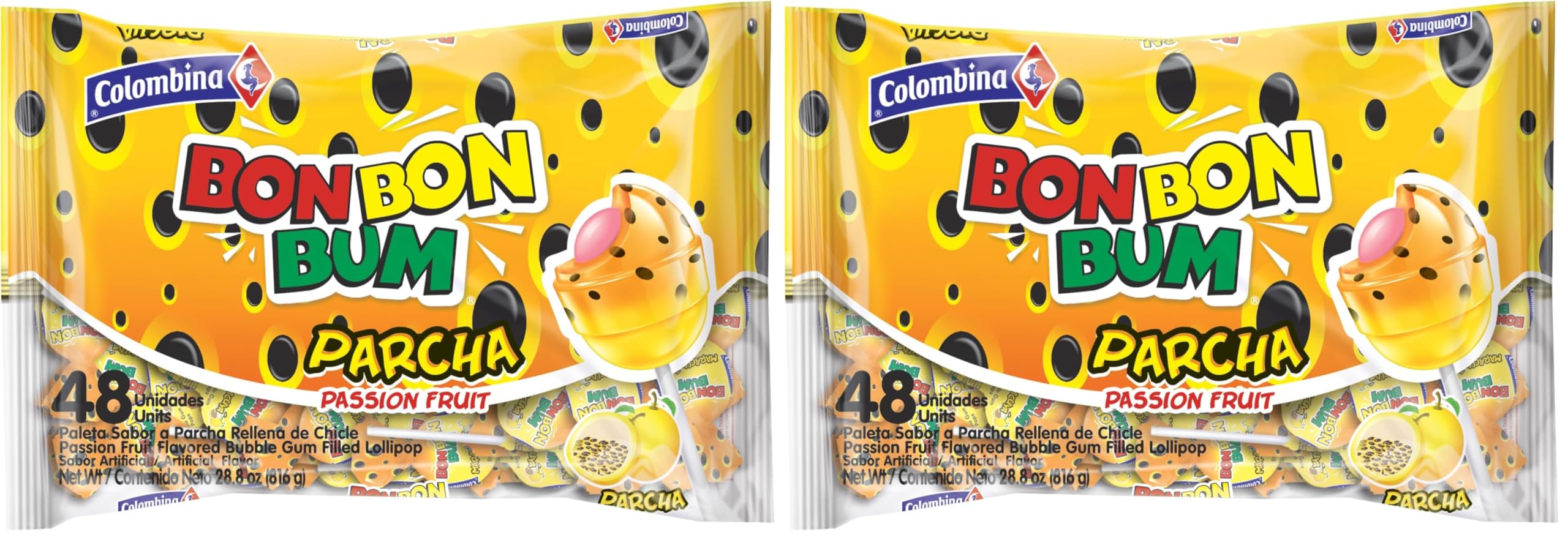 Amazon.com : Colombina Bon Bon Bum Lollipops Tropical Passion