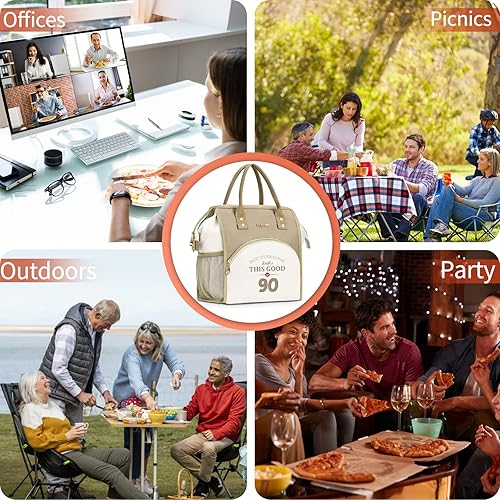 Miniatura 6 de UTOTEBAG Bolsa de almuerzo reutilizable para mujer, lonchera aislada, a prueba de fugas, impermeable, ligera, congelable, bolsa grande para trabajo,