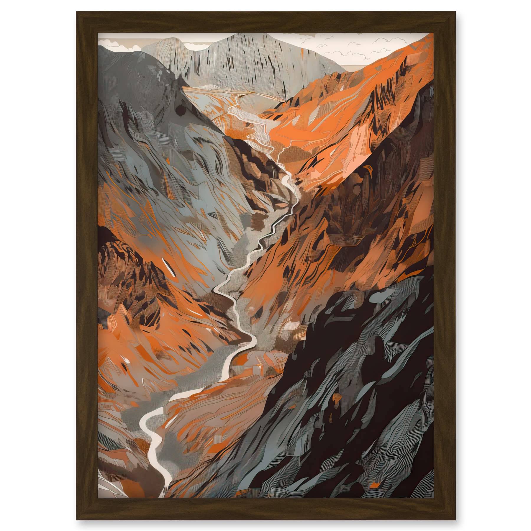 Artery8 Scaffel Pike Hiking Trail Rocky Mountain Landscape Artwork Framed A3 Wall Art Print