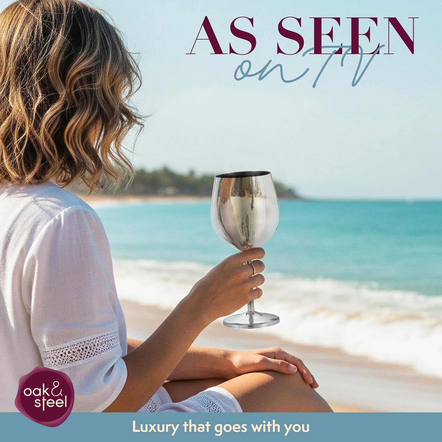 Oak & Steel - 2 Silver Stainless Steel Wine Glasses (18 Oz) Unbreakable Metal Wine Glasses, Wine Goblets with Gift Box for House Warming, Valentines, Anniversary - Image 6