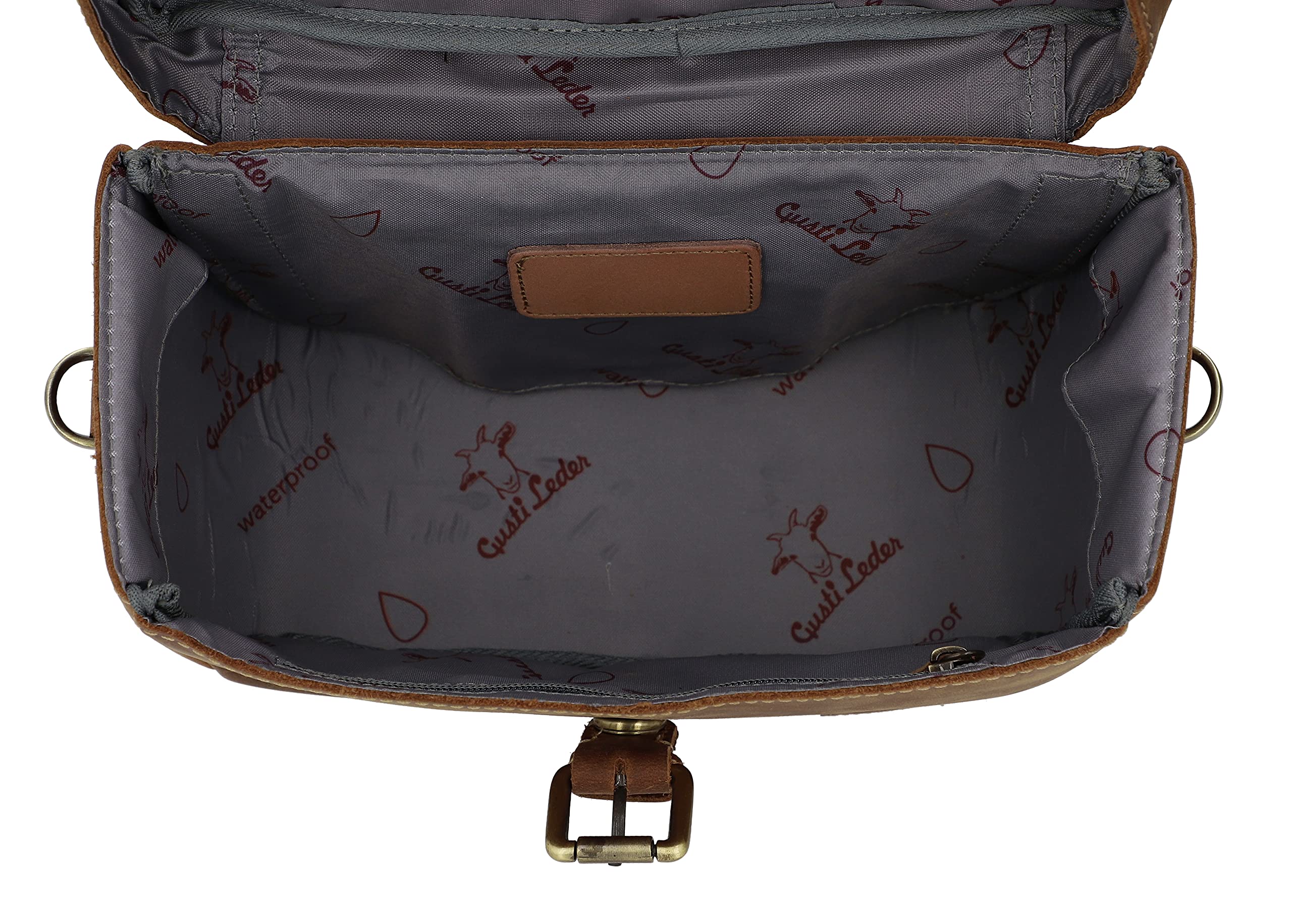 Gusti Vincente T. Stuurtas van leer, schoudertas, handtas, fietstas, 2-in-1, leren tas, fiets, vintage, bruin, compatibel met Klickfix met adapter