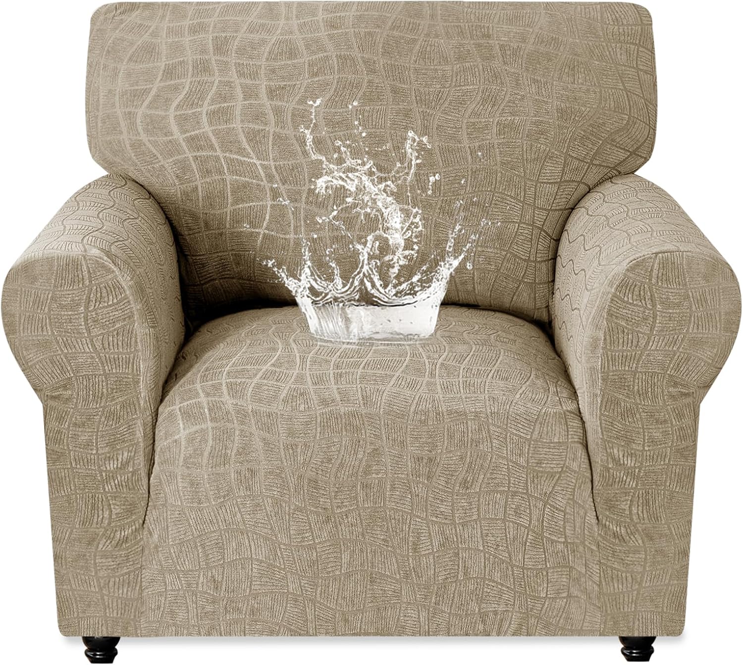 MAXIJIN Waterproof Couch Cover for 3 Cushion Couch, 1 Piece Stretch Sofa Covers Slipcovers with Non-Slip Elastic Bottom, Washable Furniture Protector for Dogs Pets (Large, Coffee)