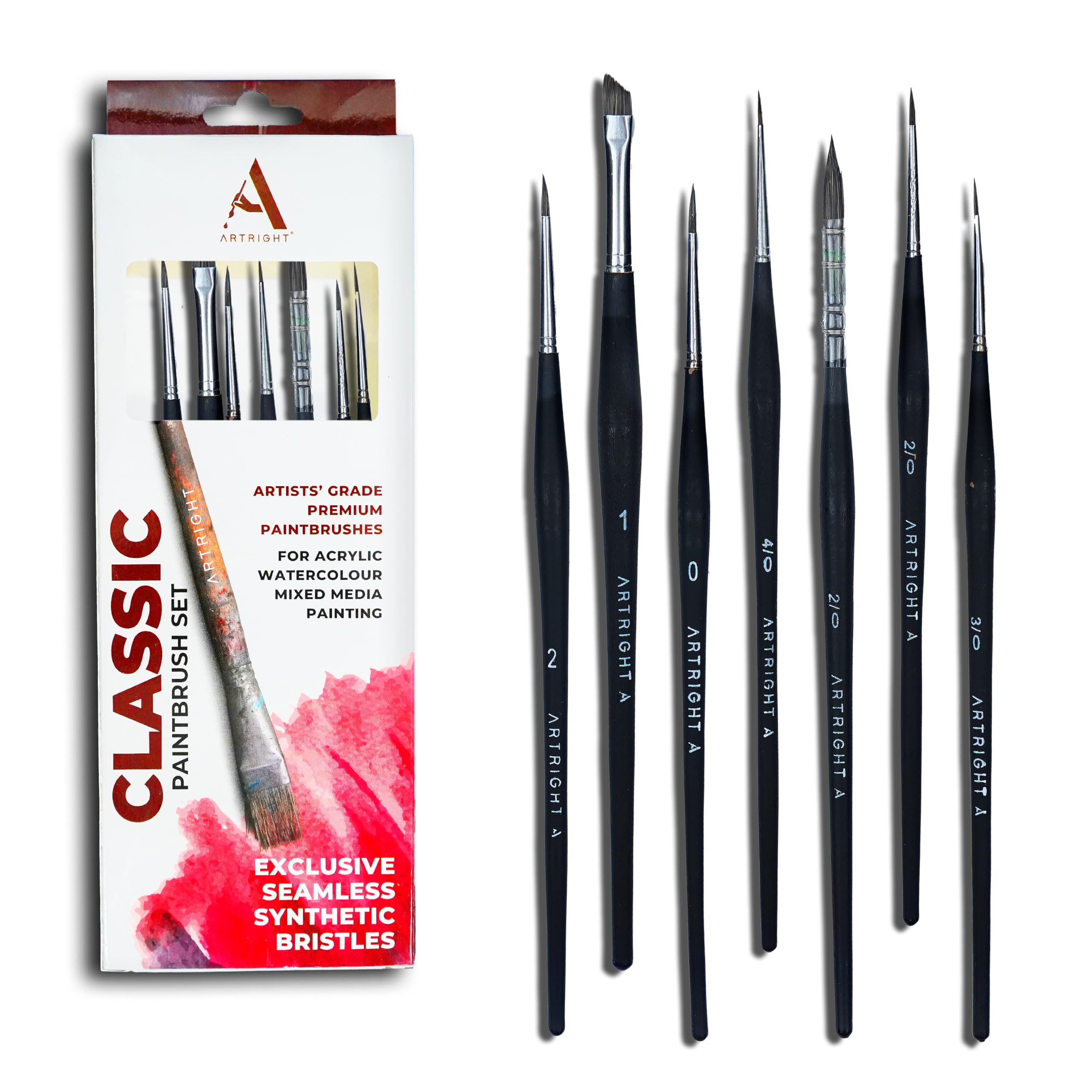 Miniature Fine Detailing Thin Brush Set of 7pcs, Brushes for Acrylic, Oil, Watercolor & Gouche Painting, Useful for Beginner & Professional, Wooden Handle Synthetic Bristle