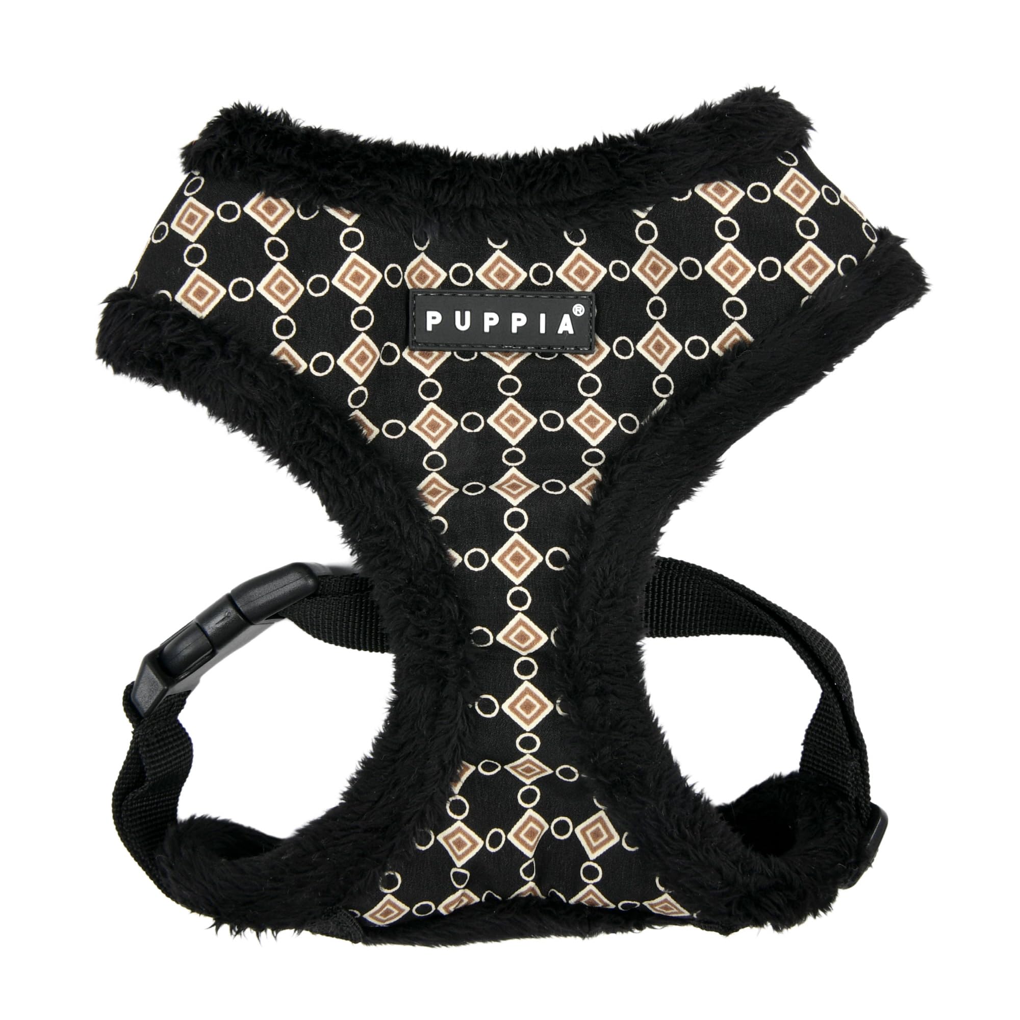 Puppia Jace Dog Harness Head Warm Winter Diamond Pattern Adjustable Chest for Small Medium Dog Black M, Black_Jace