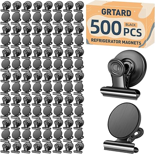 Vista 31 de Grtard Paquete de 12 clips magnéticos, imanes de nevera, clips magnéticos fuertes resistentes, clip magnético para pizarra blanca para oficina, Negro
