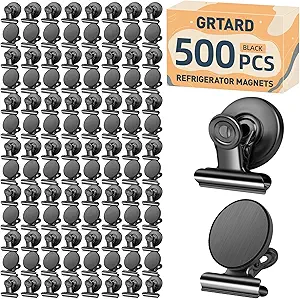 Grtard 500pack Magnetic Clips Heavy Duty, Black Magnet Clips for Fridge, Refrigerator Magnets, Scratch Free Magnets with Clip, Strong Magnetic Clip for Whiteboard, Refrigerator, Locker, Classroom