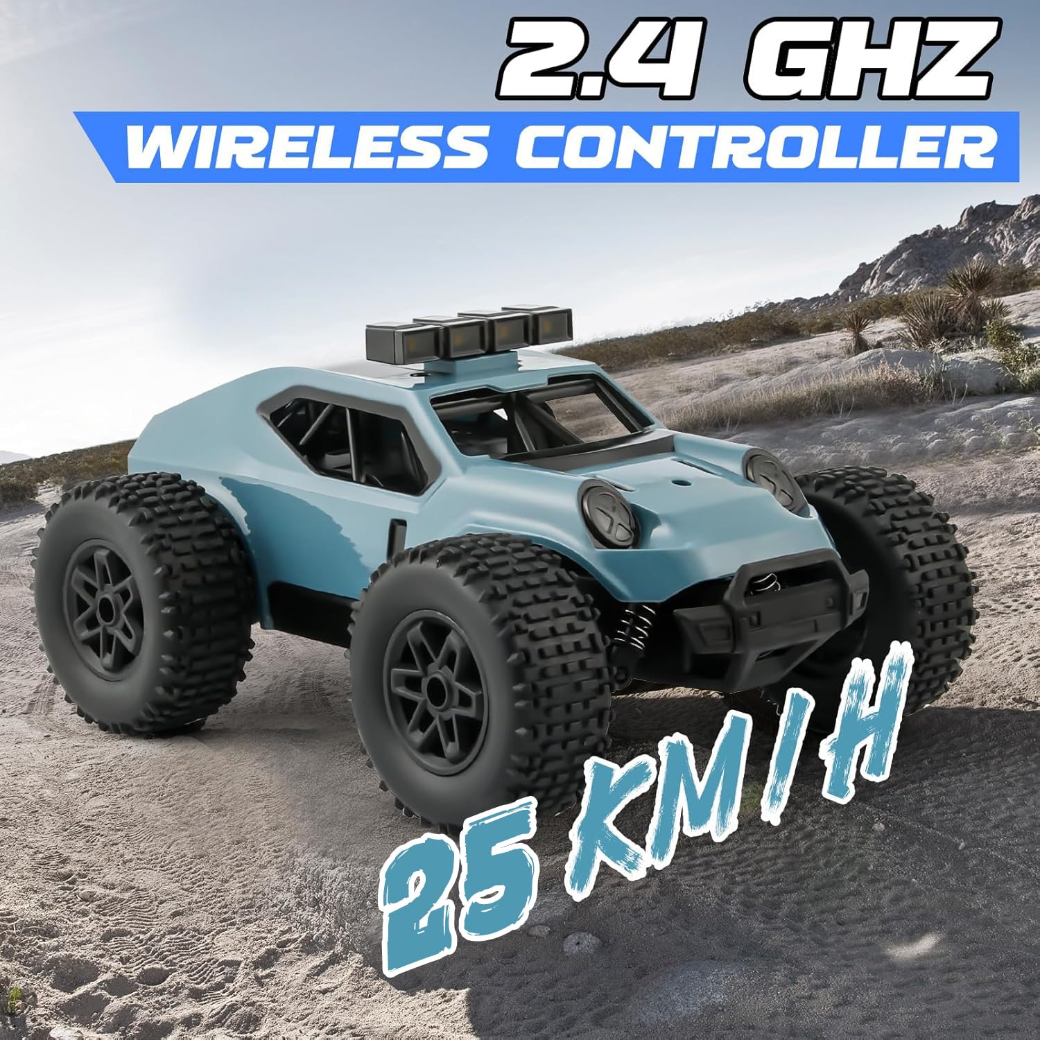 Comius Sharp Macchina Telecomandata，1/20 25km/H Macchina Radiocomandata Ad Alta Velocità, Fuoristrada A Trazione Integrale Con Luci A Led, Regalo Per Bambini Di 7-14 Anni(Blu)