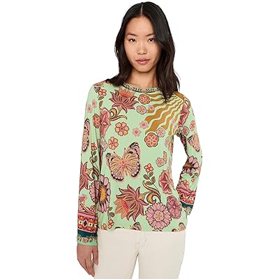 Johnny Was The Janie Favorite Flare Sleeve Crew Neck Tee - End green