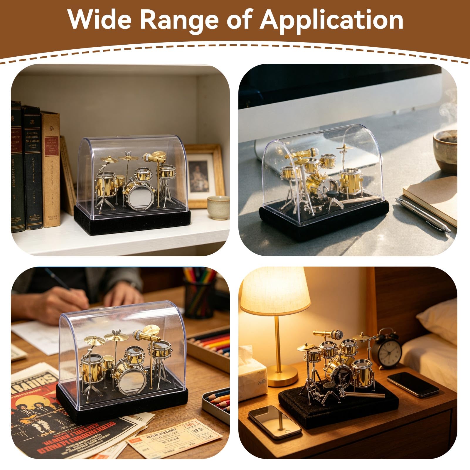 Mini-Trommelmodell, Miniatur-Trommelset-Modell, Desktop-Trommelset, Mini-Musikinstrumentenmodell, Basteltrommel-Modell, Display, MiniTrommelset für Puppenhaus-Heimbüro-Dekoration