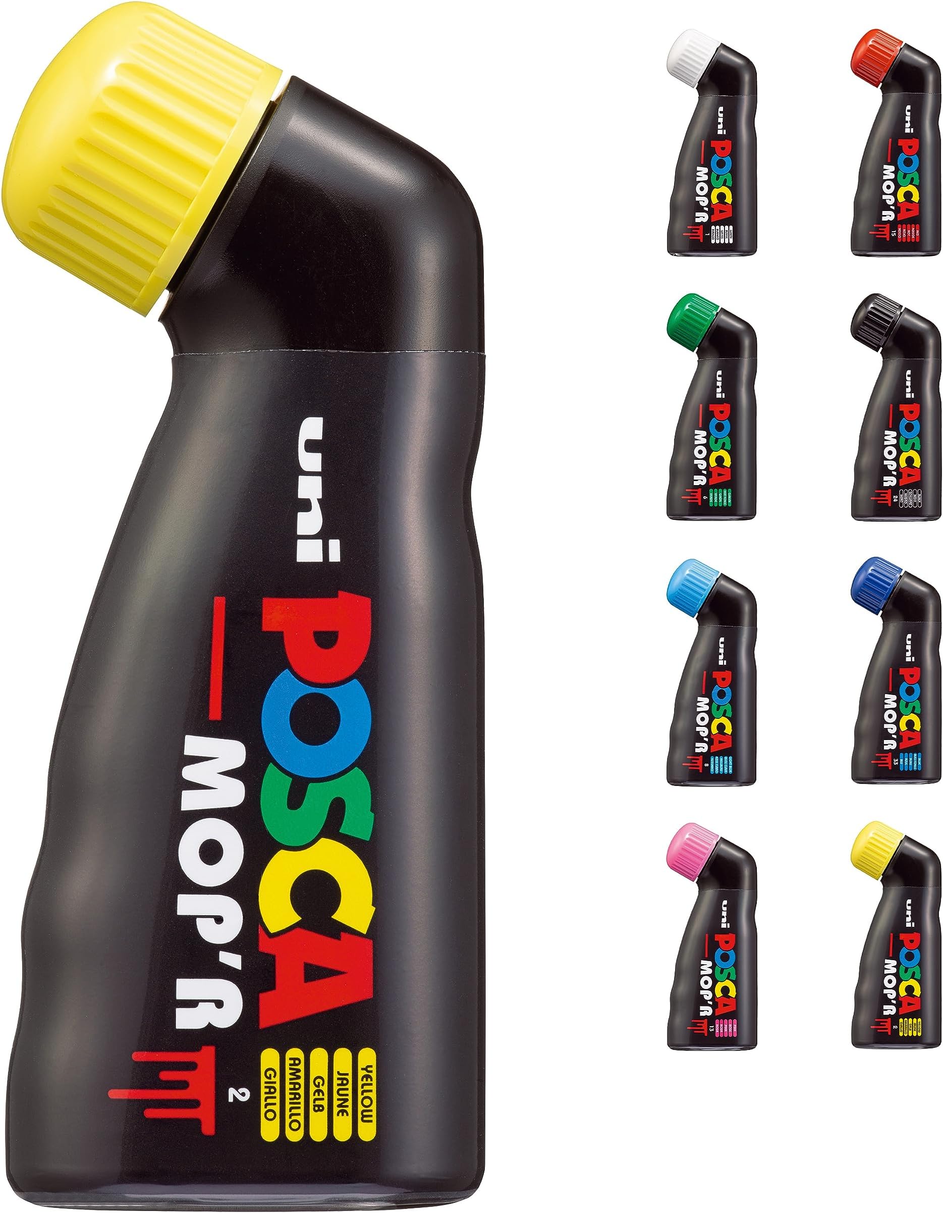 Uni Posca Multi Color Posca Markers Mop'R Posca Paint Markers, XXL, 3-19mm, Round Tip, Fits All Surfaces, ACMI Certified, Non-Toxic Formula, MOPR Yellow