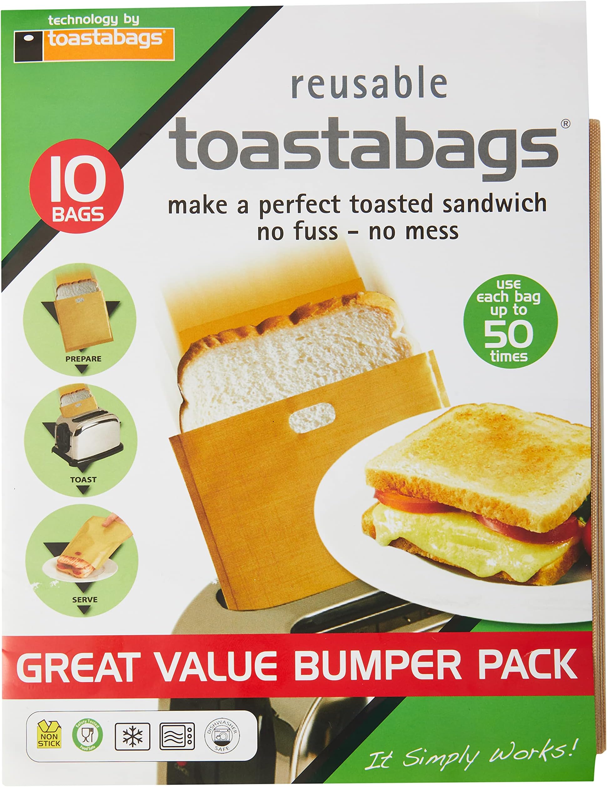Toastabags トーストバッグ 50回分 (10個パック) アクリル ゴールド