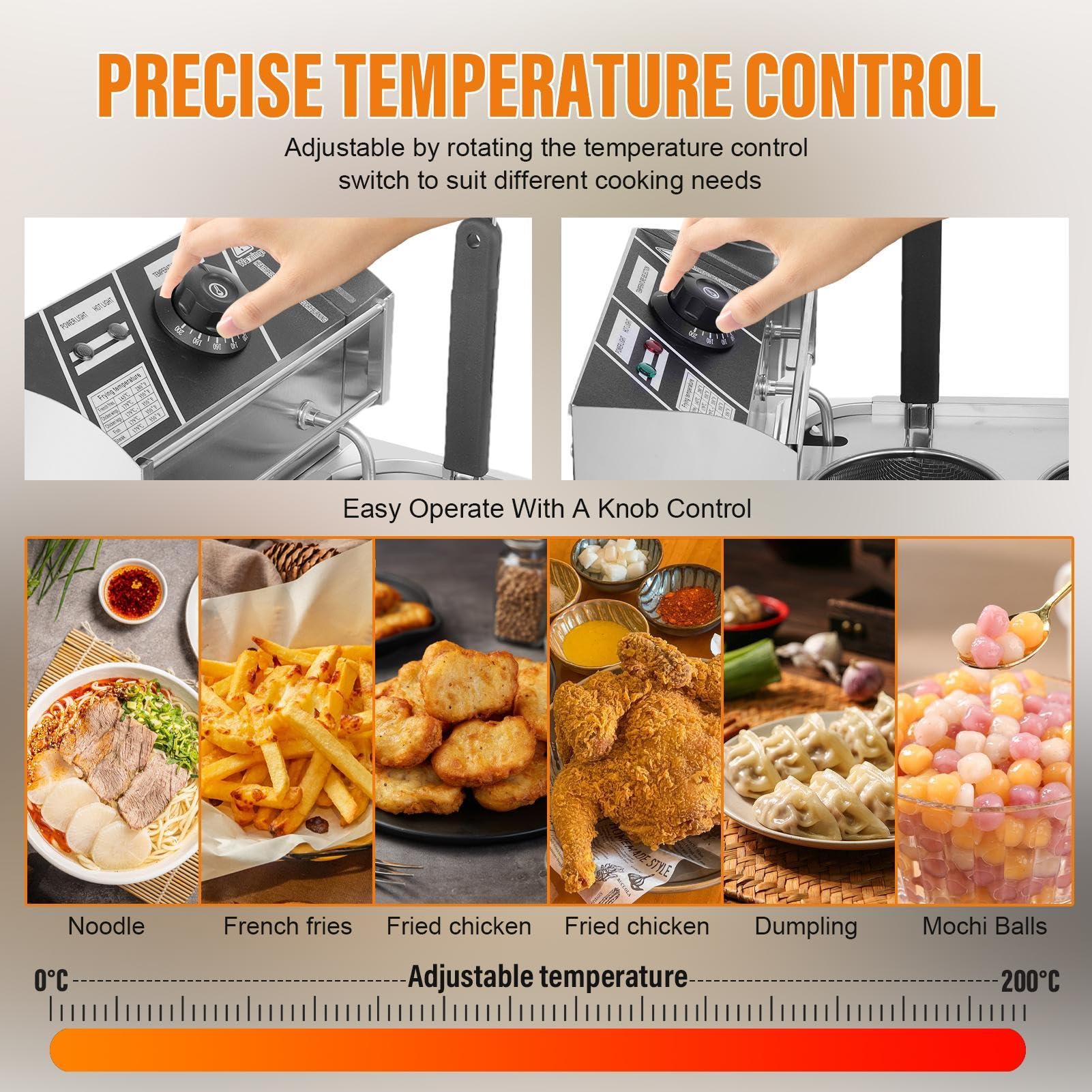 Cuocipasta commerciale da 110 V - Cuocipasta elettrico da 1500 W con due cestelli | Bollitore per noodles da 0℃ a 200℃ | Attrezzatura da cucina multifunzionale per verdure, spaghetti, gnocchi (2 pent