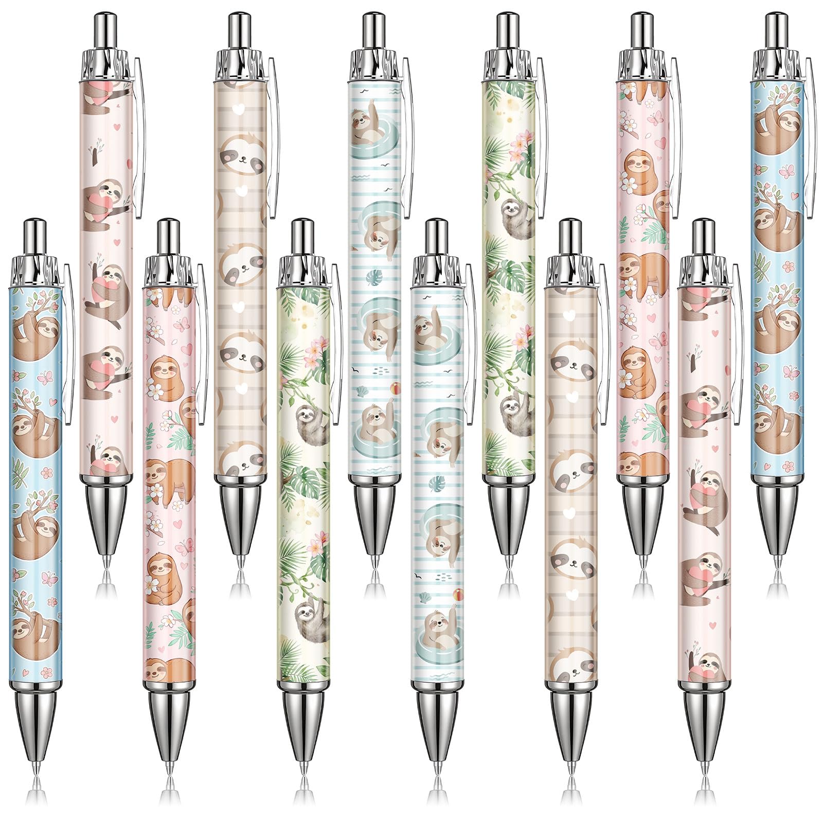 Clabby 12 Pcs Sloth Gifts Retractable Animal Ballpoint Pens for Women