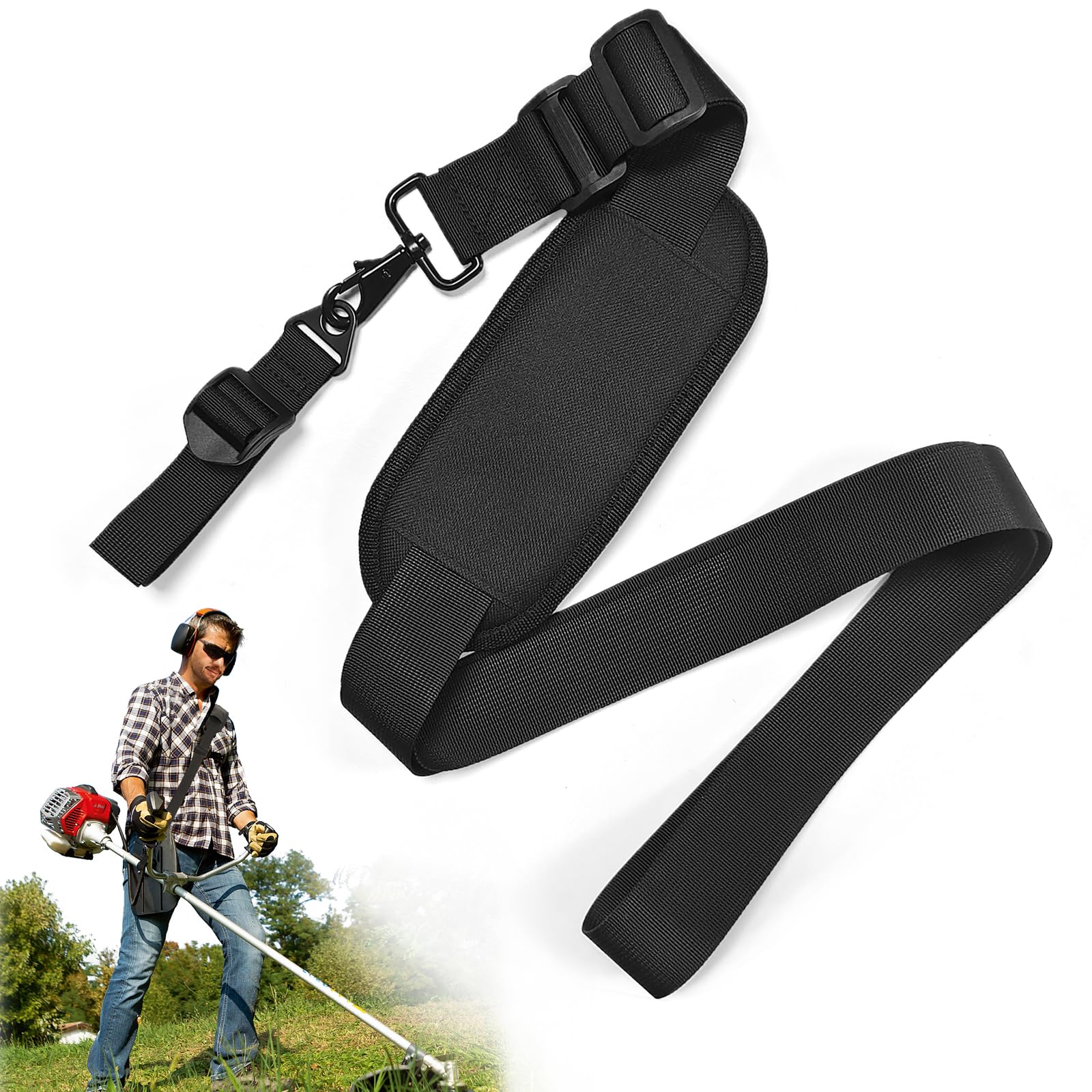 Correa de Hombro para Recortadora, Arnes Desbrozadora Universal, Correa Ajustable para Cortacésped, para Strimmer o Gardenning (Negro)