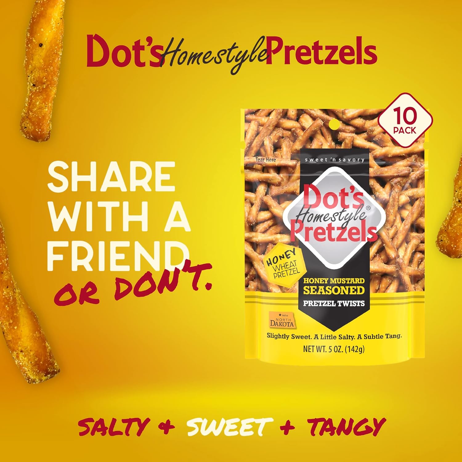 Dot's Homestyle Pretzels 5 Ounce Snack Size Individual Packs Seasoned Pretzel Twists (Honey Mustard, 5 Ounce (Pack of 10))