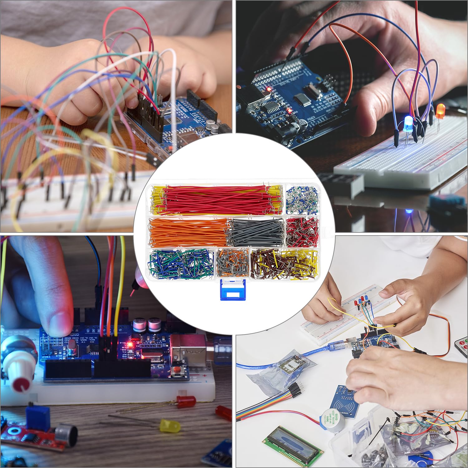 QWORK® 840 Pezzi Breadboard Jumper, Breadboard Jumper Wires Filo Maschio a Maschio, Breadboard Cavo Assorted Kit con Scatola di Smistamento