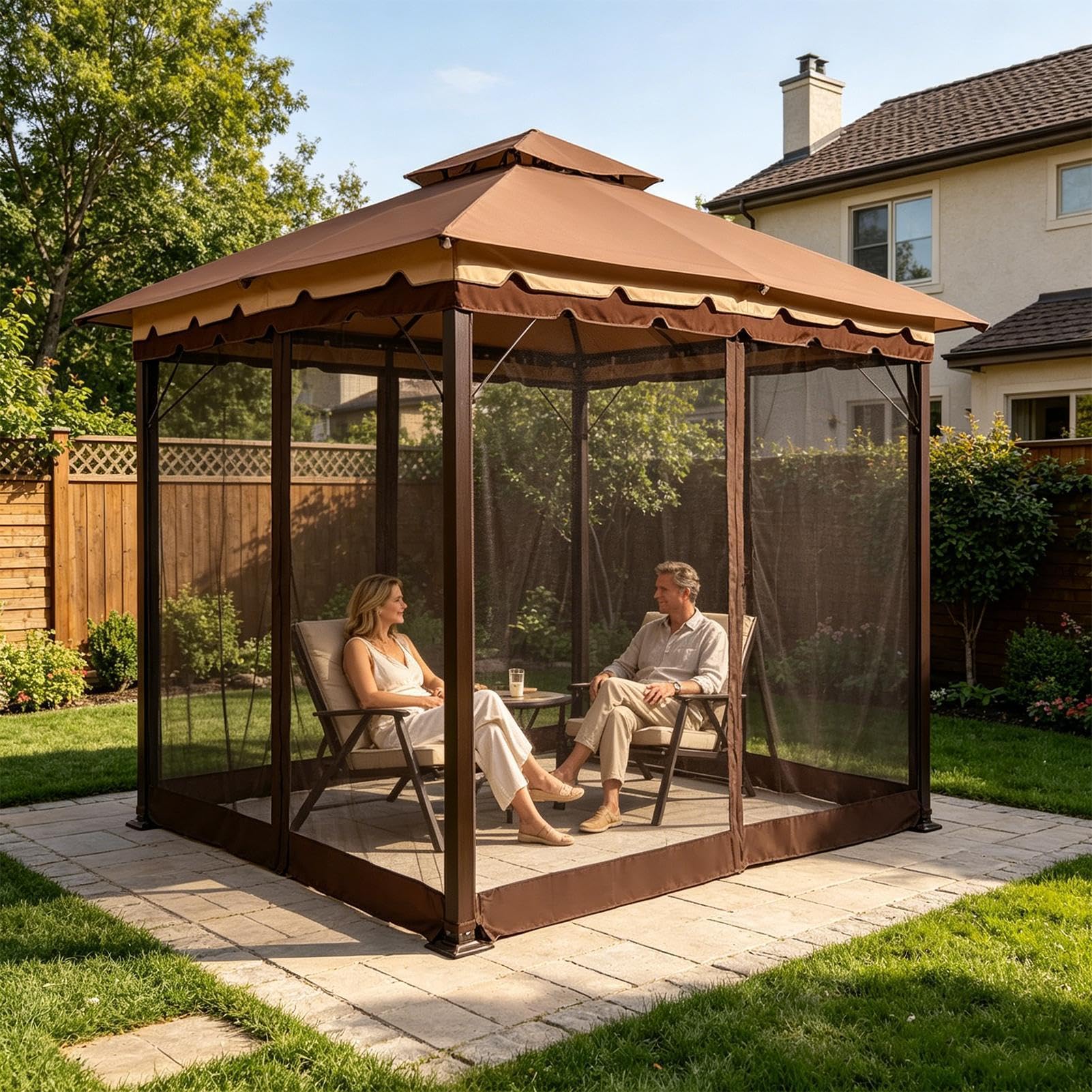 Zanzariera Patio Copertura Grande Pieghevole E Portatile 3,66 X 3,66 M | Zanzariera Patio Antipuntura Per Uso Interno Ed Esterno In Casa, Camera Da , Giardino, Portico, Cortile E Viaggio