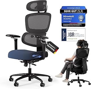 Move Pro Bürostuhl ergonomisch bis 150kg (Testsieger) - 5 Jahre Garantie | Schreibtischstuhl mit intelligenter Lordosenstütze, 3-stufiger Neigung, höhenverstellbare Rückenlehne, 5D-Armlehnen (Schwarz)