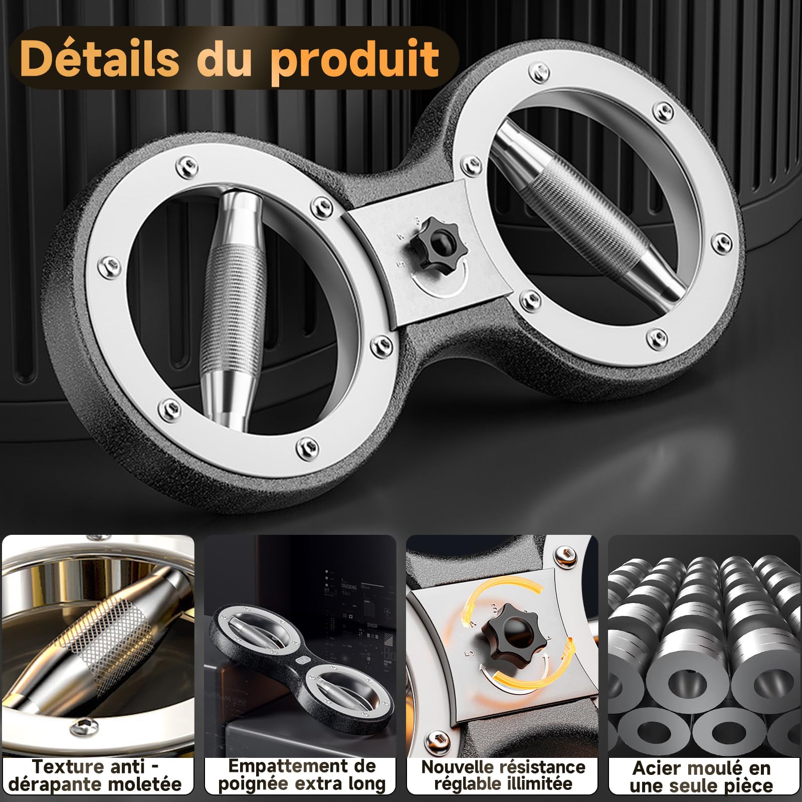 Machine à brûler 5.4kg Appareil d'exercice pour Les Bras Rotation à 360 degrés Appareil d'exercice pour Les Avant-Bras Résistance Réglable Multi-Fonctions Rotation Trainer Grip Trainer
