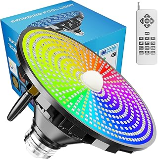 Upgraded LED Pool Light Bulb for Inground Pool, 70W RGBW Color Changing Swimming Pool Lights for Above Ground Pool with Enhanced Remote, E26 Base Pool Led lights Inground, Dimmable, Black/Blue