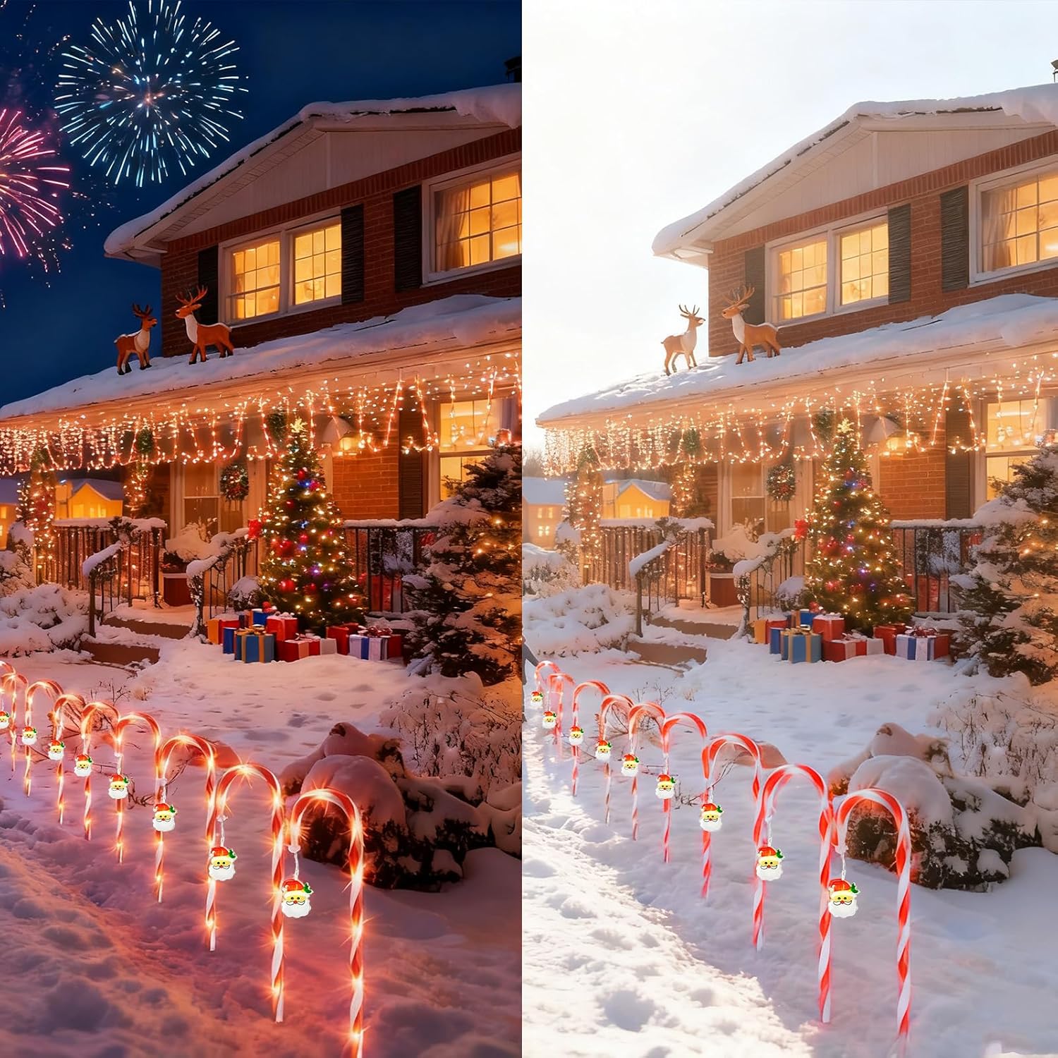 Solar Christmas Decorations Outdoor: 12 Pack 8 Blinking Models Waterproof Red Candy Cane Lights - 21" Santa Claus Pathway Stake Oranments for Yard Garden - 2026 Xams Gifts for Homeowners