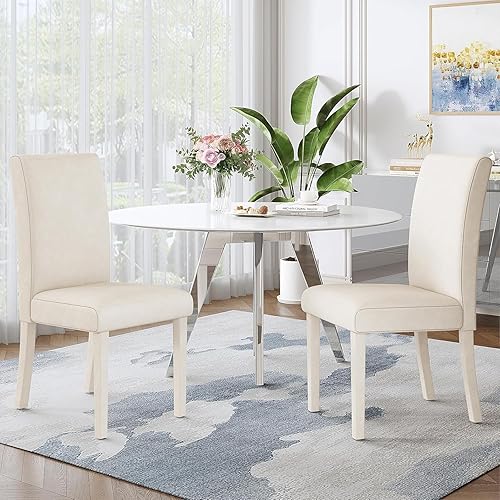 Miniatura 7 de AMERLIFE Juego de 4 sillas de comedor tapizadas de terciopelo, diseño minimalista moderno Parsons con respaldo alto curvo, ribete completo y patas