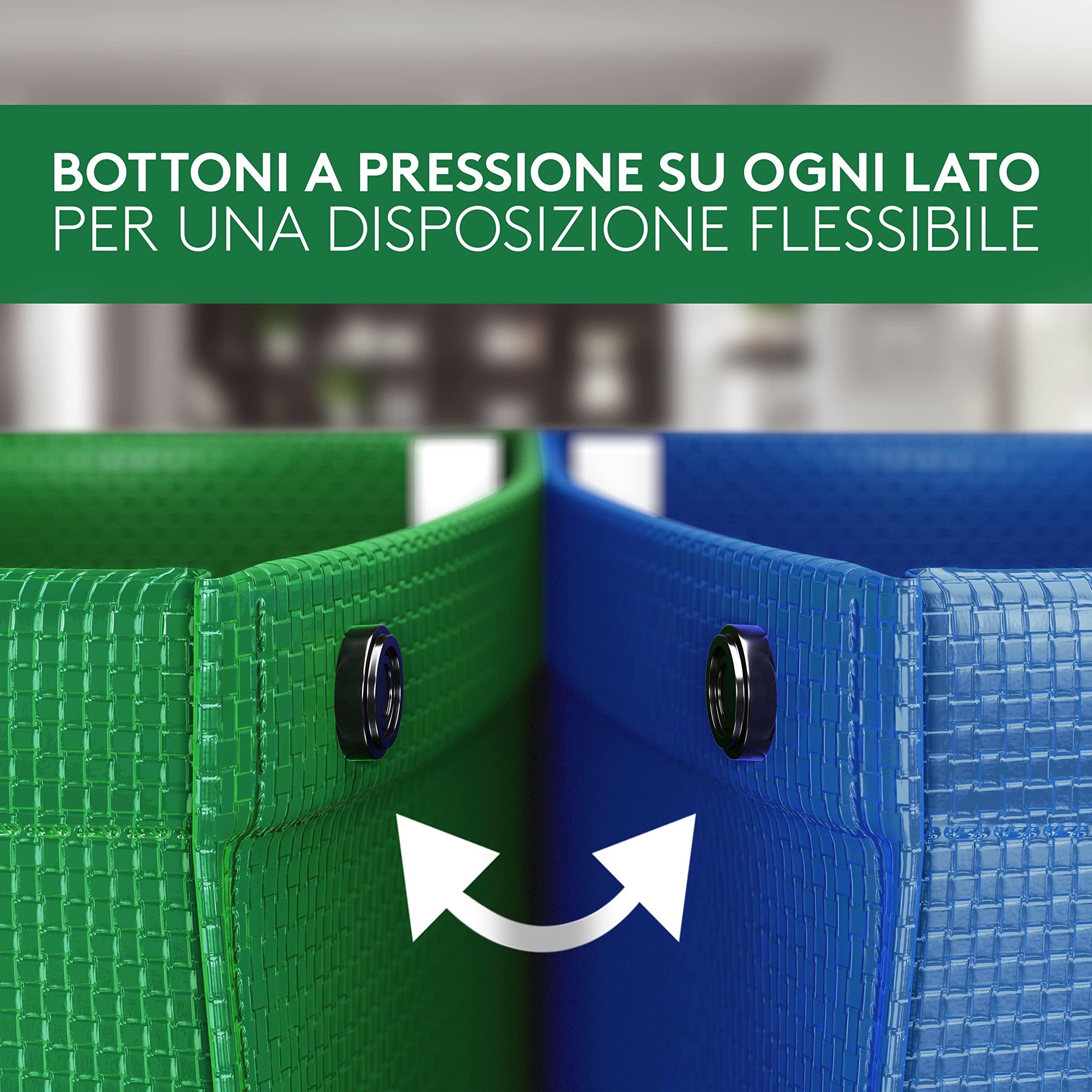 PTMS® Borse Raccolta Differenziata - 3 Bidoni Differenziata da Interno ed Esterno per Carta, Plastica e Vetro - Set Bidoni per Raccolta Differenziata Interno in Colore di Riciclaggio