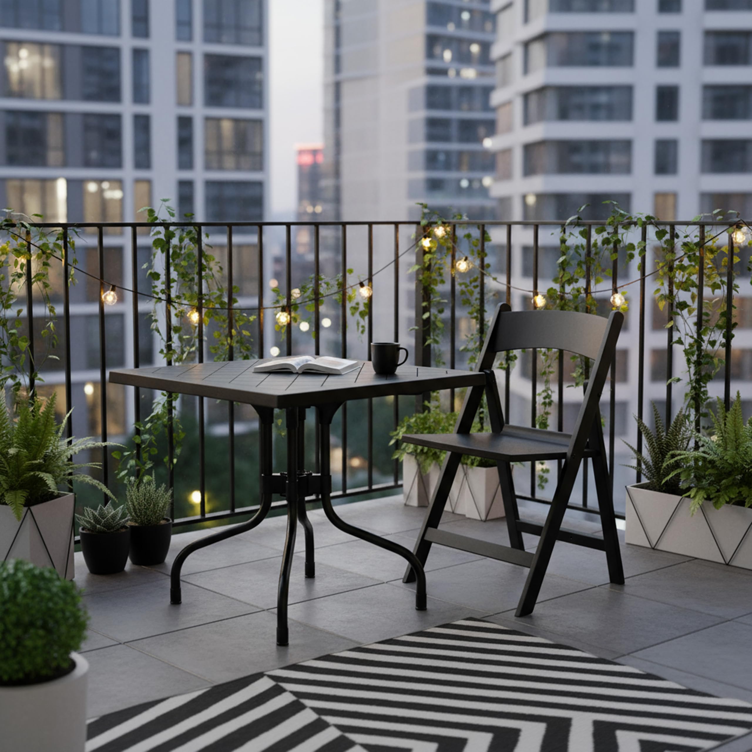 Outdoor Klapptisch TRAVANO T1 79x79 cm, Easy-Fold Klappsystem, Wetterfest, UV-beständig & Robust in Schwarz
