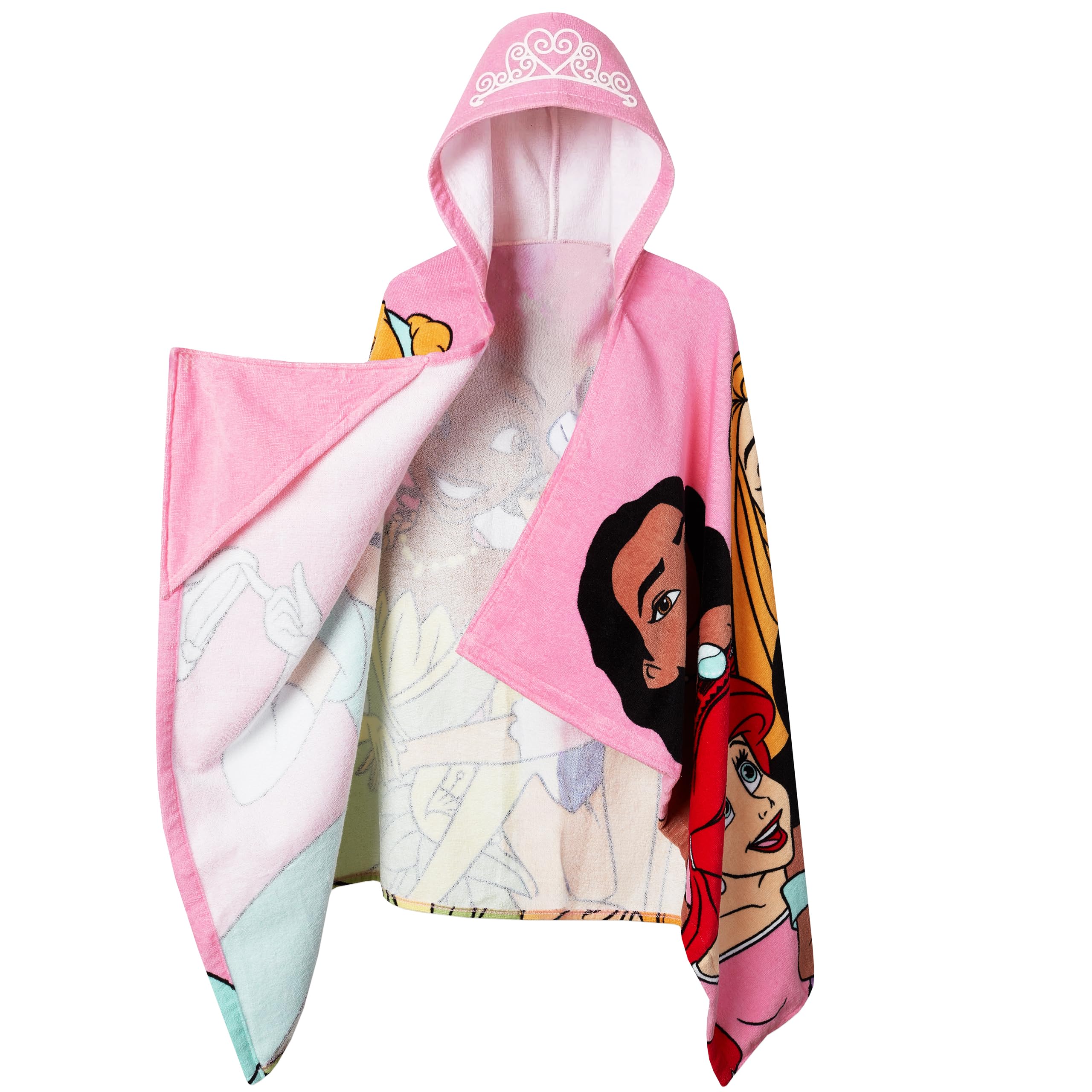 Disney Princess Accappatoio Bambina, Telo Mare Cotone Per Bambina, Asciugamano Mare Piscina O Bagno, Rosa, One Size
