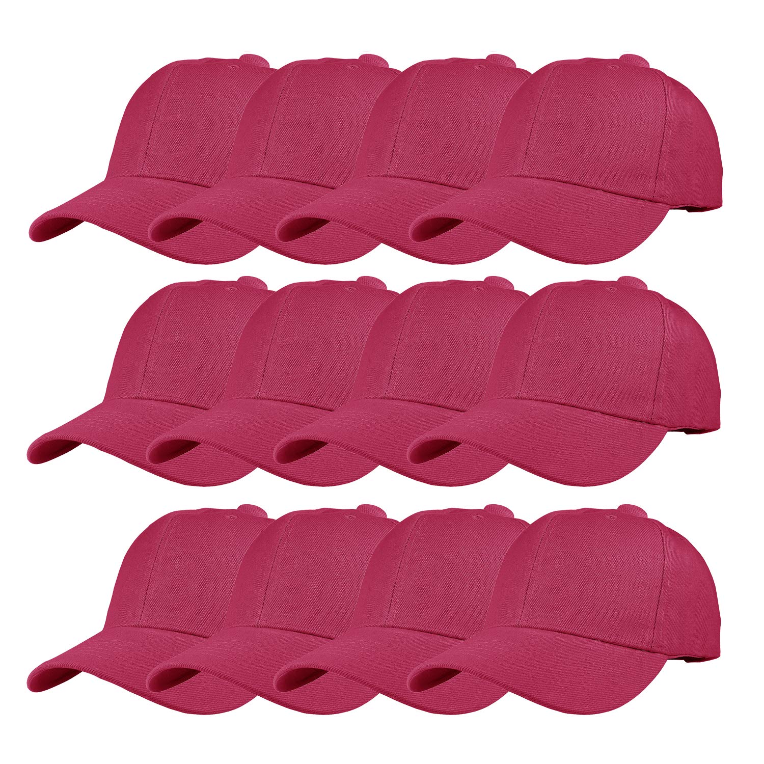 TZ Promise 12 Pack Wholesale Unisex Plain Solid Color Adjustable Baseball Caps Hats