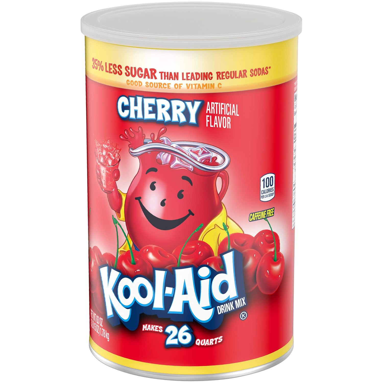 Kool-Aid Caffeine Free Jumbo Cherry Sweetened Powdered Drink Mix 2 Count 63 oz Canisters