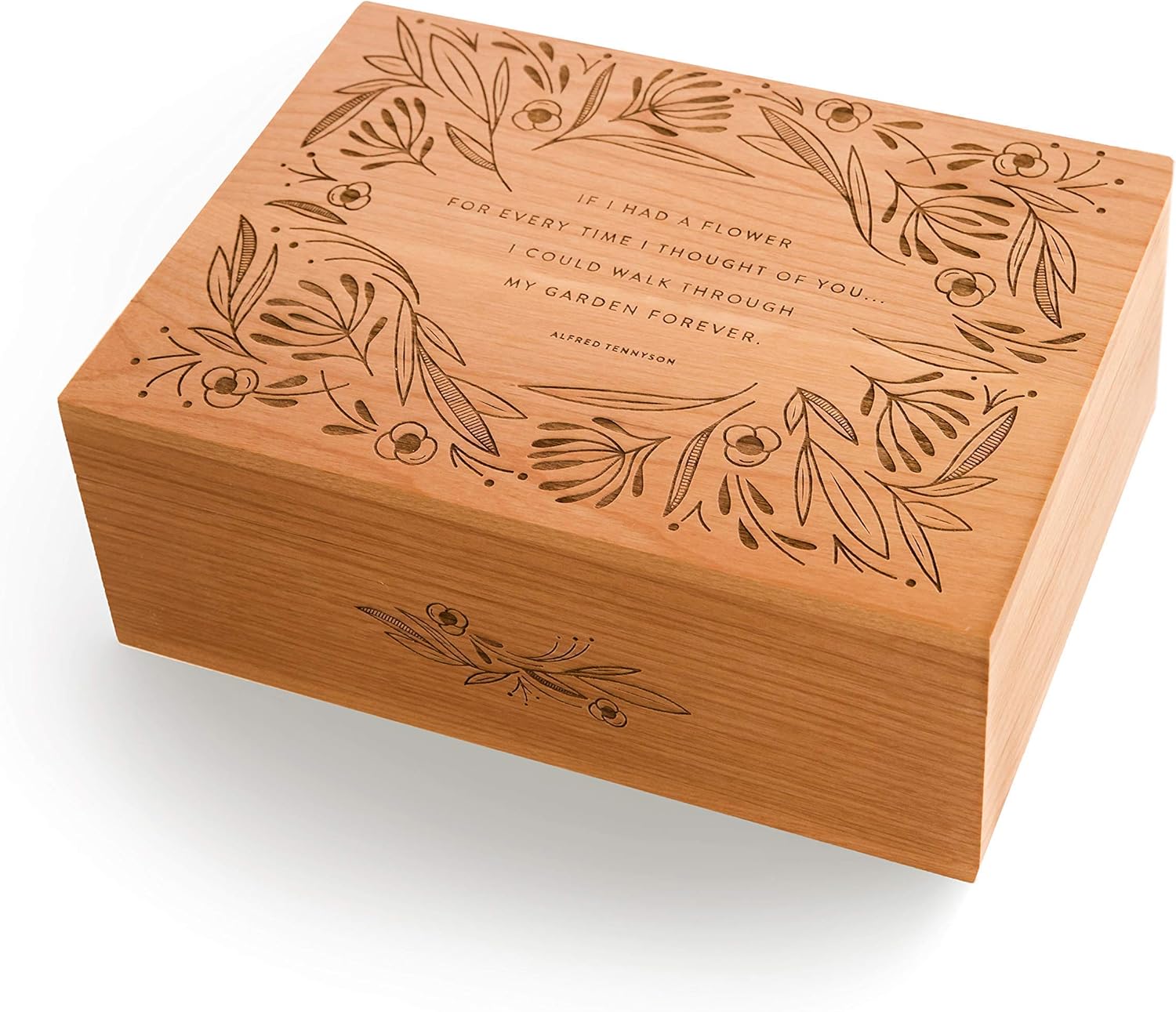 Garden Of Flowers Alfred Lord Tennyson Quote Wood Keepsake Box [Personalized Custom Gifts, Anniversary, Wedding, Baby, Memory]