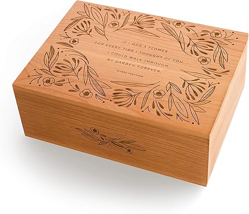Garden Of Flowers Alfred Lord Tennyson Quote Wood Keepsake Box [Personalized Custom Gifts, Anniversary, Wedding, Baby, Memory]