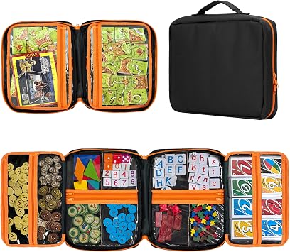 Premium Board Game Storage Organizer Case 14 PVC Pouches - Portable Travel Game Storage Case | Ultimate Dice and Token Holder for Cards, Miniatures, and Catan Components